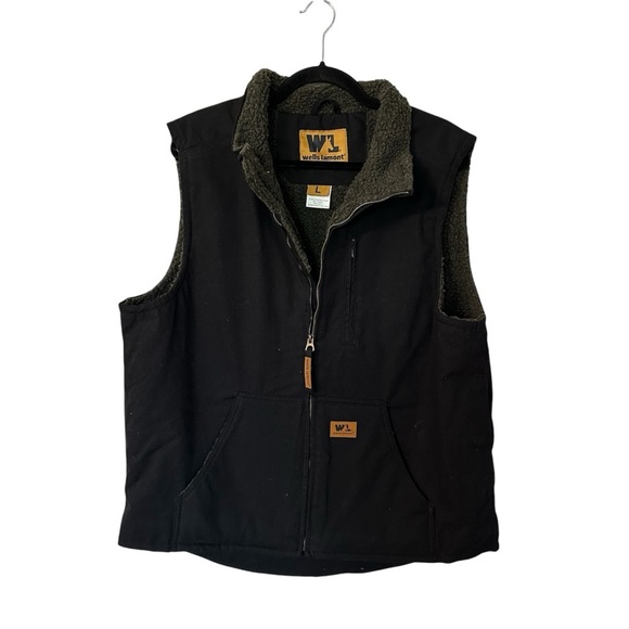 Wells Lamont Men’s Sleeveless Black Fleece Lined Zip Up Vest Sz L GUC - Picture 1 of 8